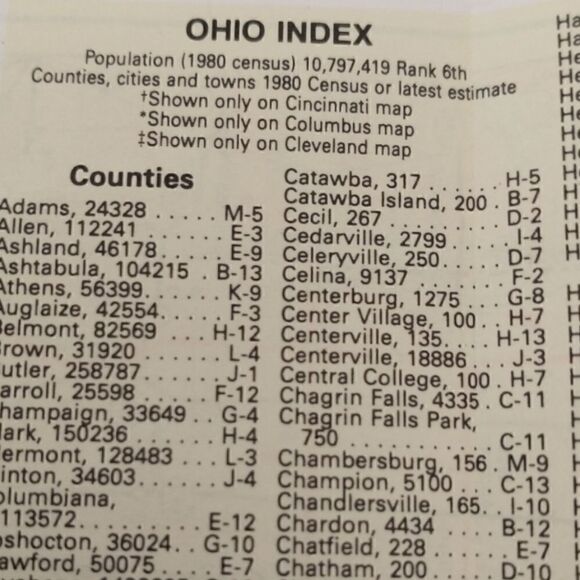 Vintage Rand McNally Ohio Official Auto Road Map Mid 1980s Travel Ephemera USA. - Picture 7 of 16